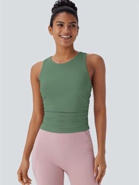 HALARA Green High-Neck Slim Tank Top
